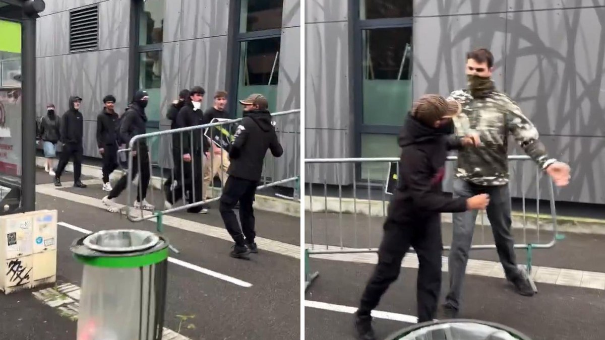Fransa protestolarında eylemciler arasında otobüs durağı kavgası