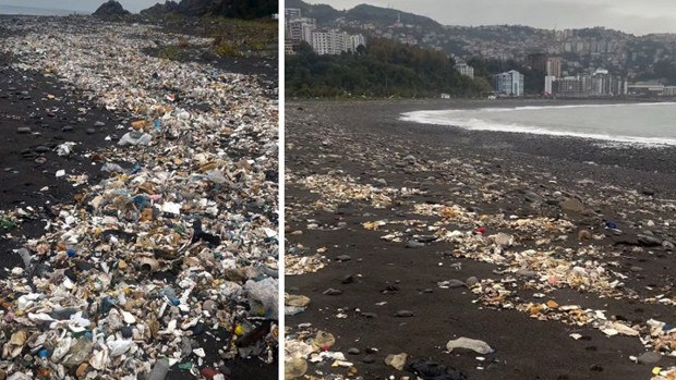 Zonguldak Kozlu Sahili Çöplerle Kaplandı: Sağanak Sonrası Kıyıya Vurdu